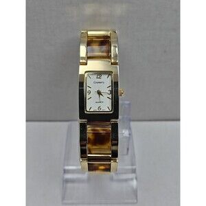 Womens Gramercy Tank Quartz Watch Gold Tone Tortoise Link New Battery 19mm